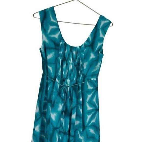 Calvin Klein Dress Sz 4 Pleated Bust Laguna Blue Green White Tie Dye Womens - Picture 3 of 9